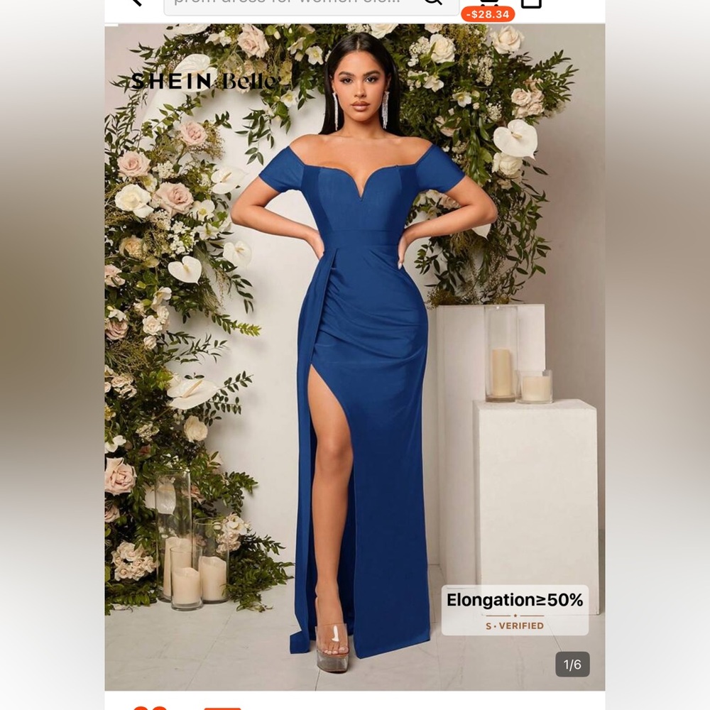 SHEIN Royal Blue Off-Shoulder Maxi Dress